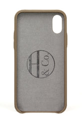 iPhone X Case, Taupe Leather-1