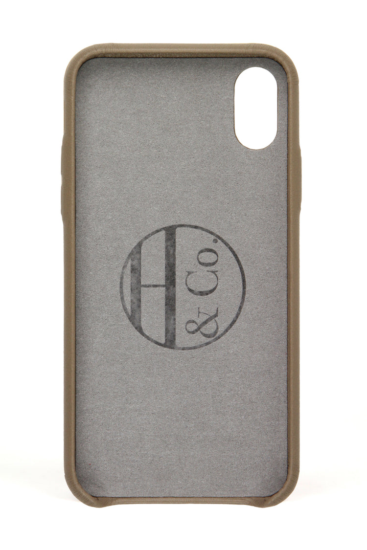 iPhone X Case, Taupe Leather-1